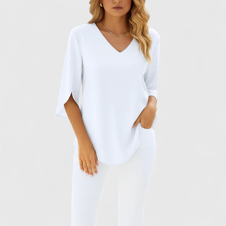 Violetta™ | Sophisticated V-Neck Blouse